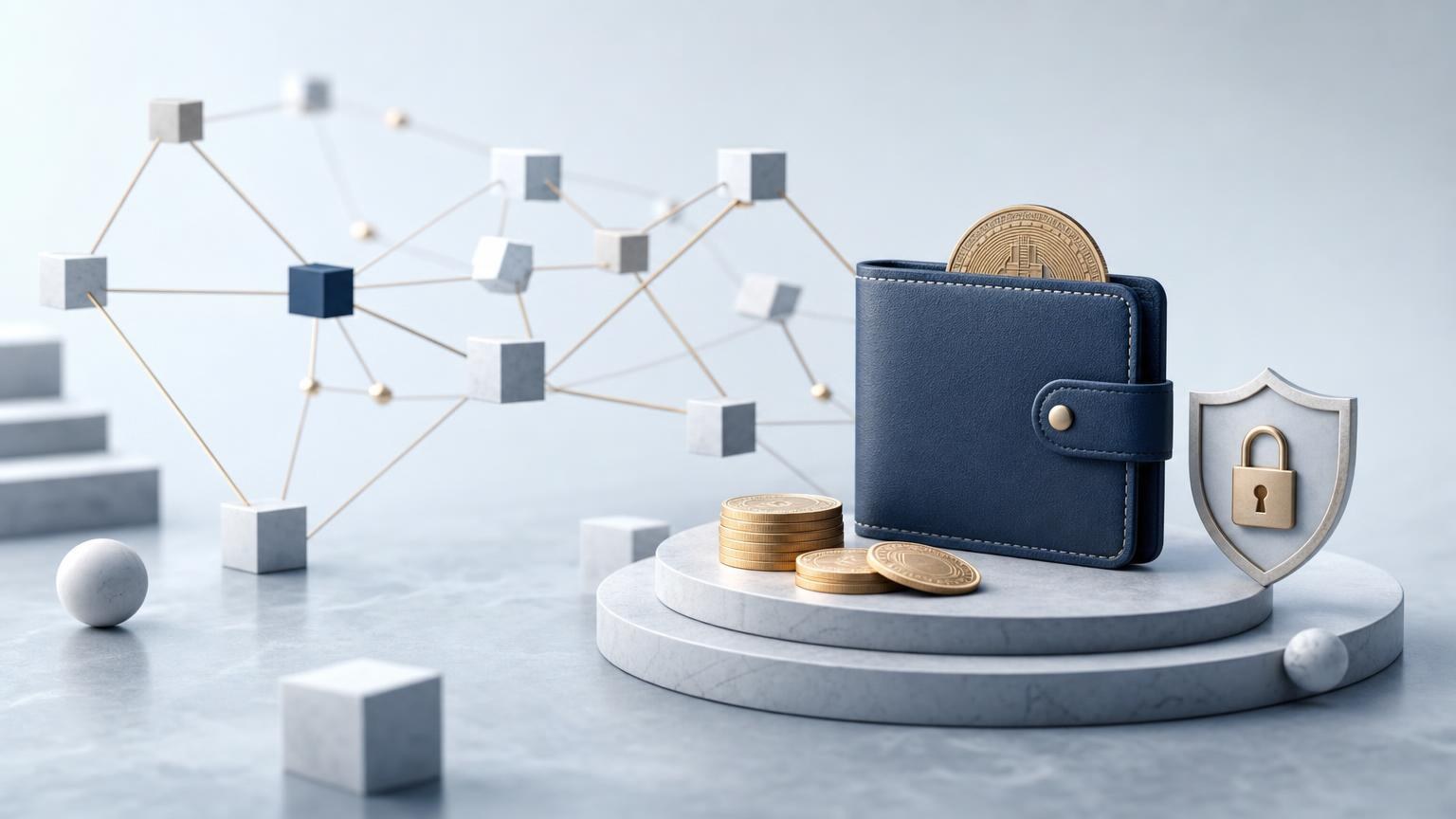 A cryptocurrency wallet displaying a network fee estimate beside a blockchain transaction route and verification checklist
